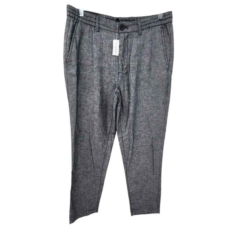 New NWT Banana Republic Linen Blend Mason Athletic Tapered Fit Pants Blue 34x32